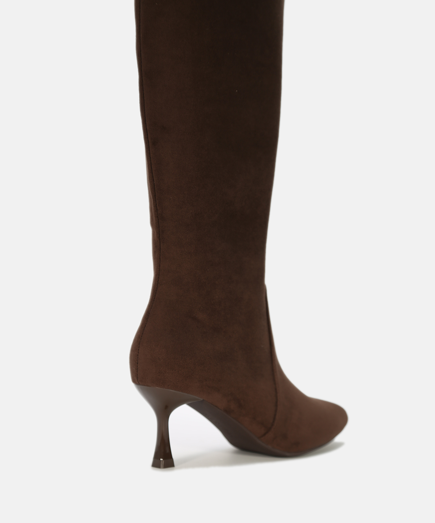 Botas altas castanhas com salto kitten image number null